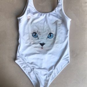 NWOT Wildfox White Kitty onesie Bathing Suit